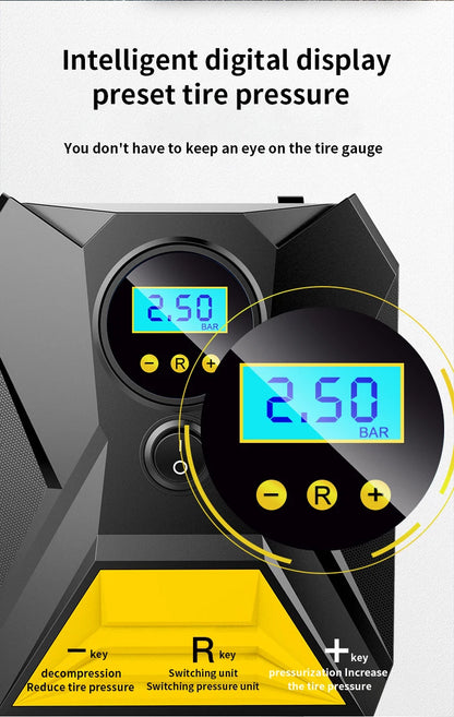 Portable 12V Car Tire Inflator - 150PSI Digital Air Compressor
