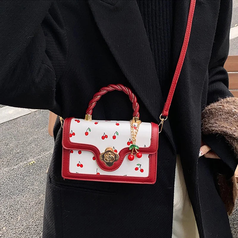 Luxury Cherry Print Crossbody Bag