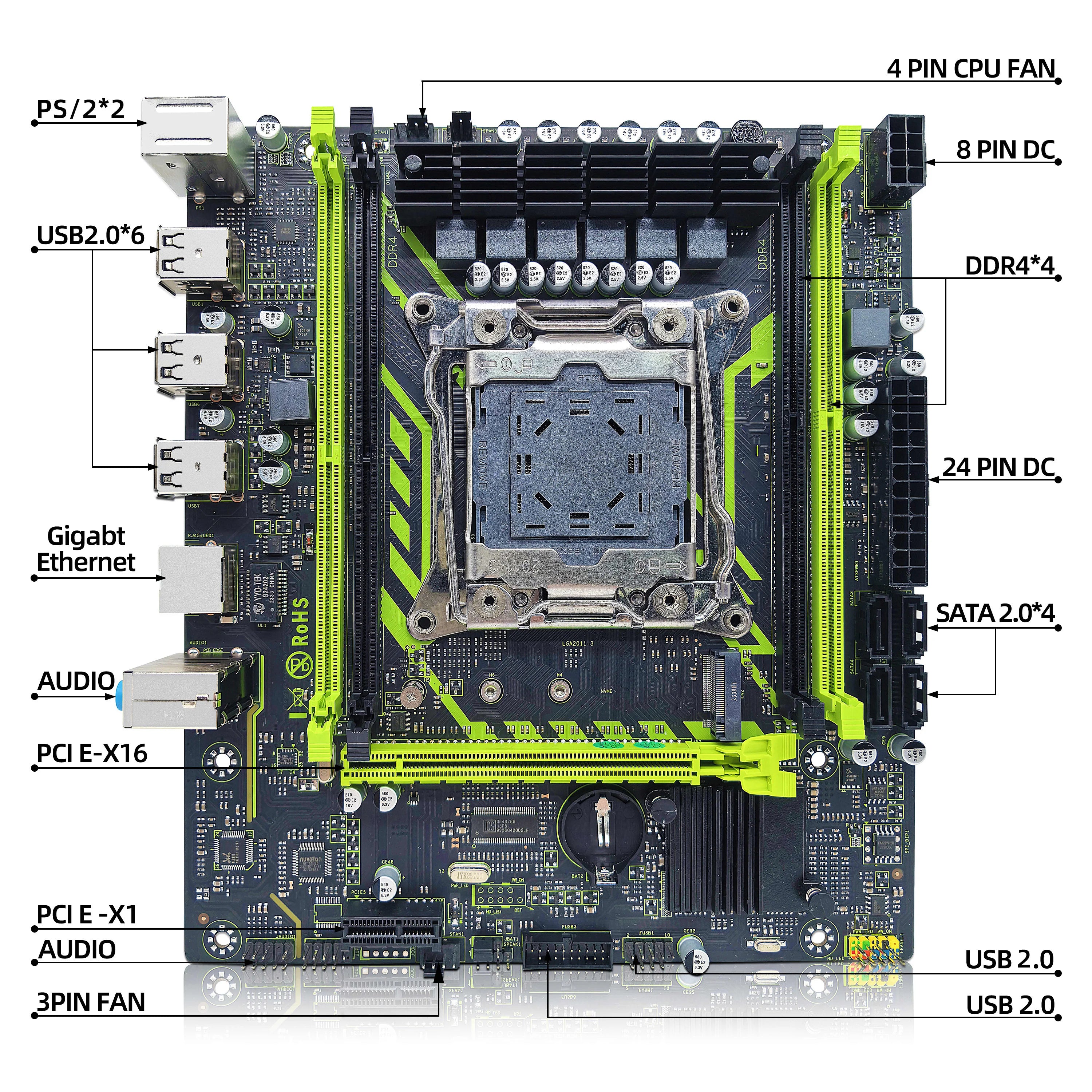 ZSUS X99 LGA2011-3 Motherboard Kit with Xeon E5-2630 v4 & 16GB DDR4 RAM - 5