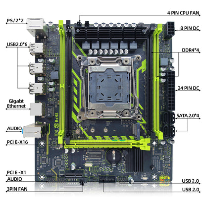 ZSUS X99 LGA2011-3 Motherboard Kit with Xeon E5-2630 v4 & 16GB DDR4 RAM