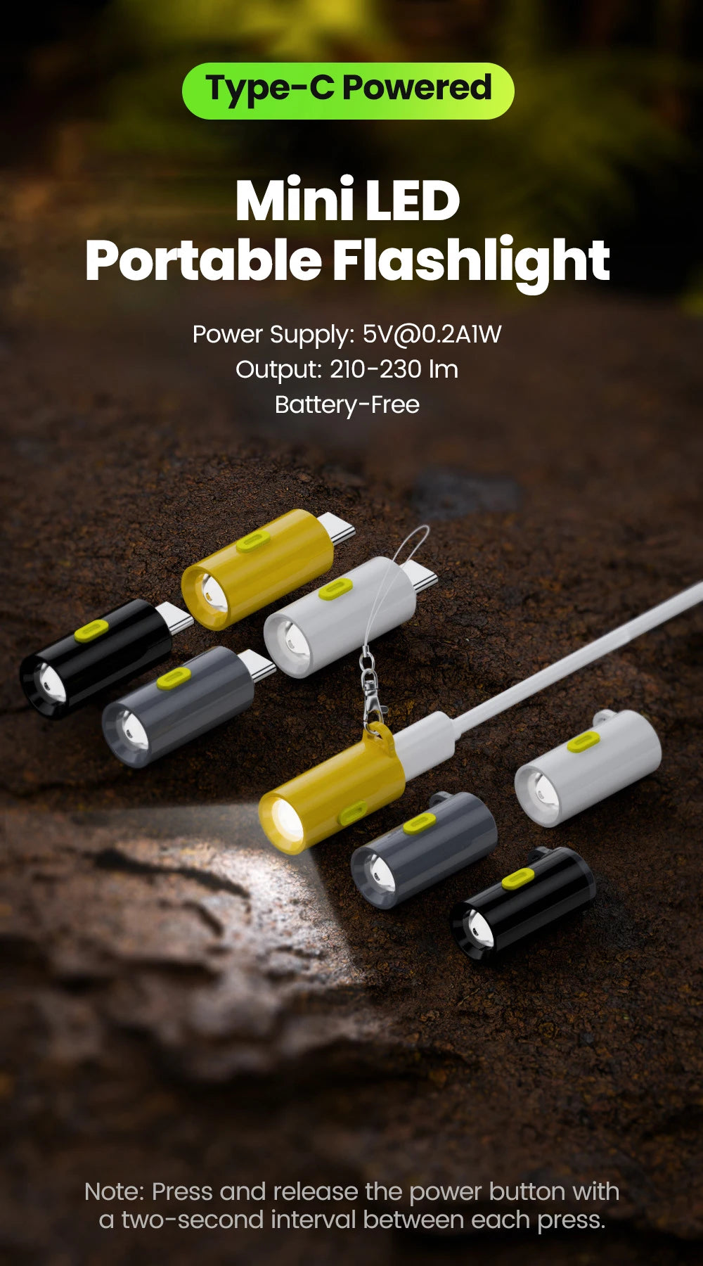 Mini Type-C Portable Keychain LED Flashlight – Compact & Powerful - 7