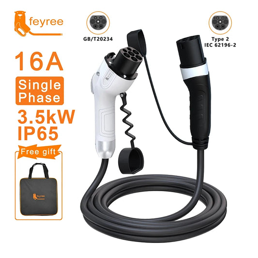 GB/T to Type 2 EV Charging Cable - Fast 16A/32A Electric Vehicle Charger