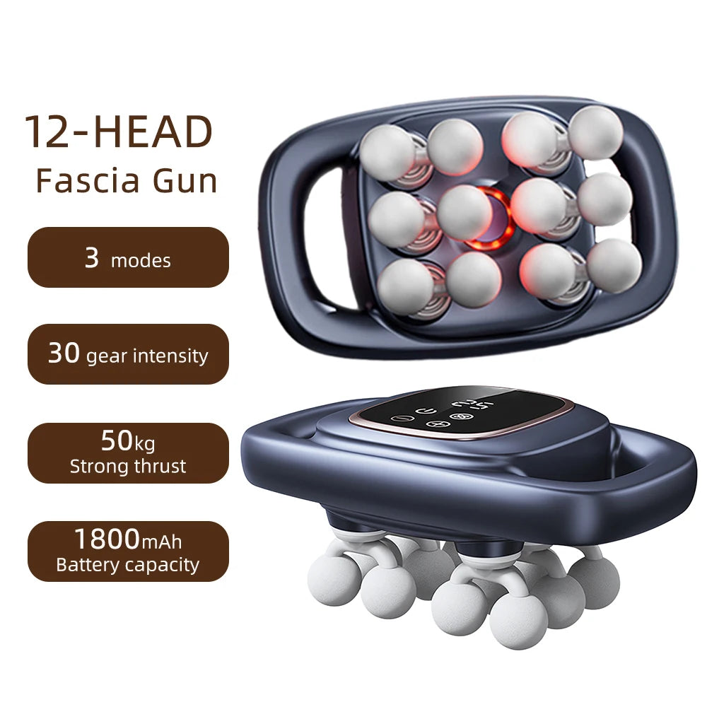 12-Head Deep Tissue Massage Gun for Full Body Relief