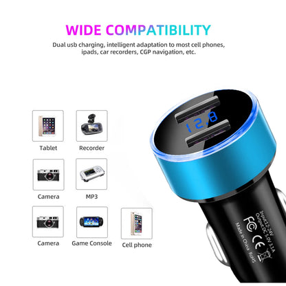 Dual USB Car Charger Adapter with Digital LED Voltmeter Voltage Display
