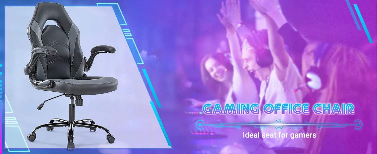 Ergonomic Racing Gaming Chair - Adjustable Height & Flip-Up Armrest Desk Chair - 7