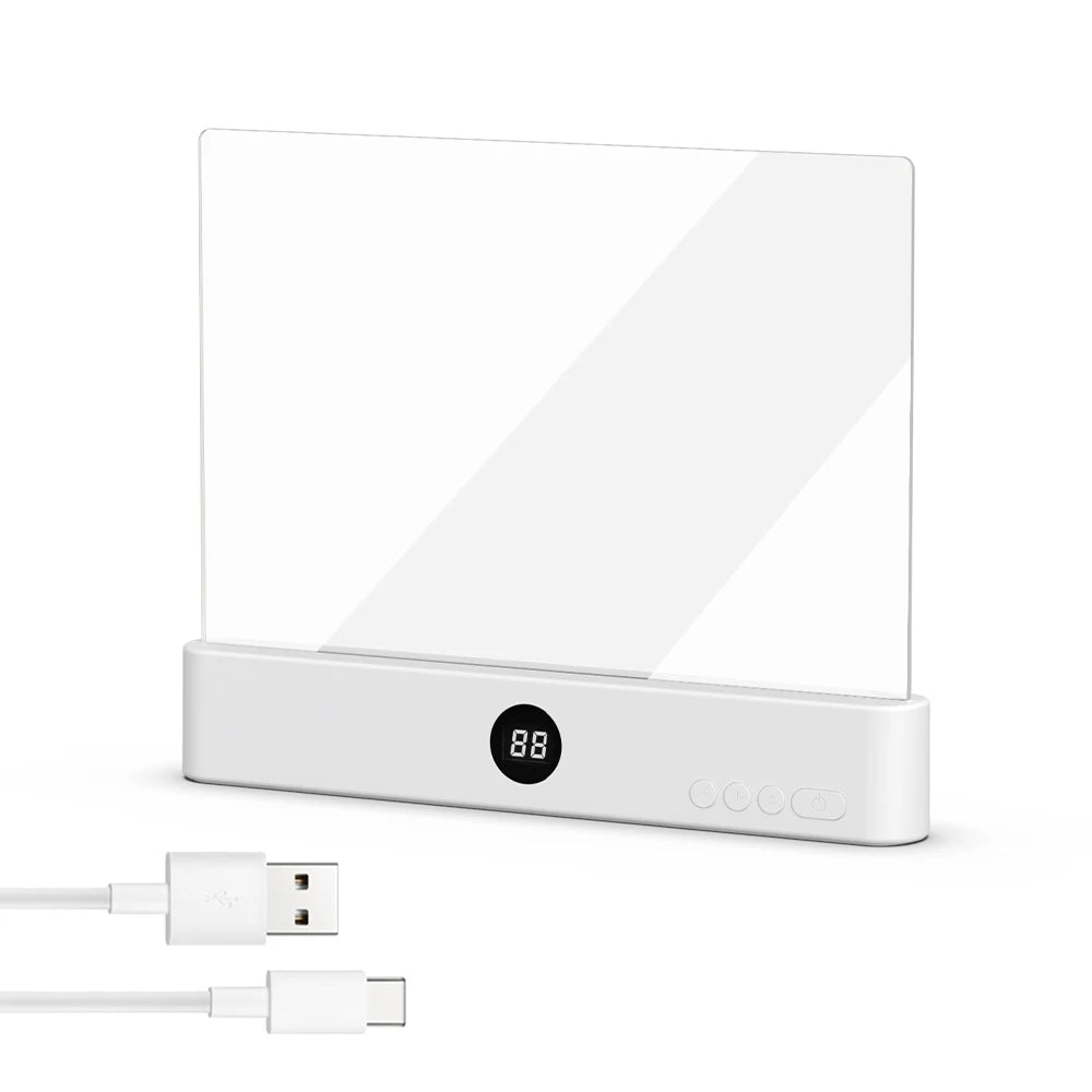 Flat Panel LED Book Reading Light - Rechargeable Eye-Caring Night Light with Timer - 16