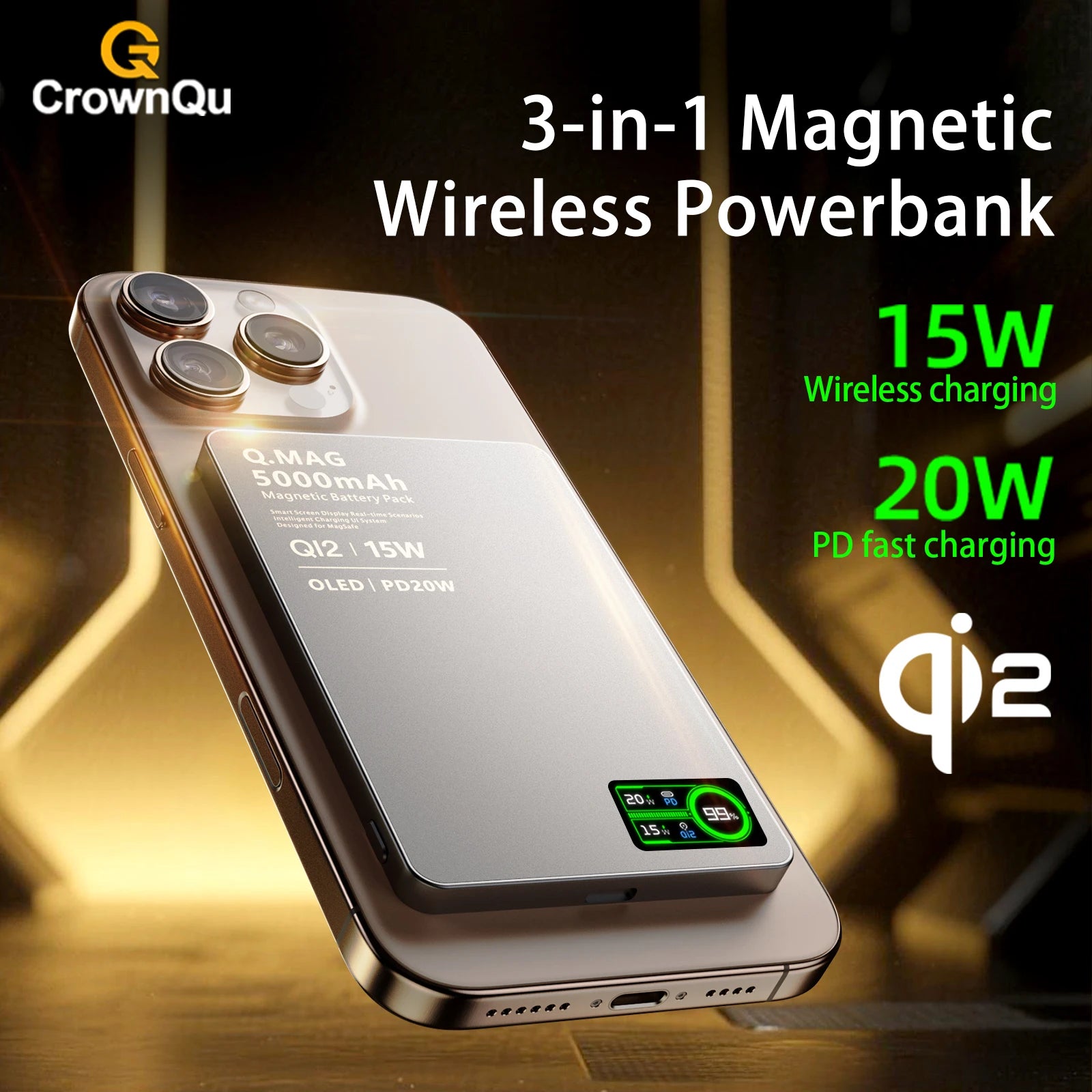 Magnetic 3-in-1 Wireless Power Bank 10000mAh Fast Charging for iPhone - 2