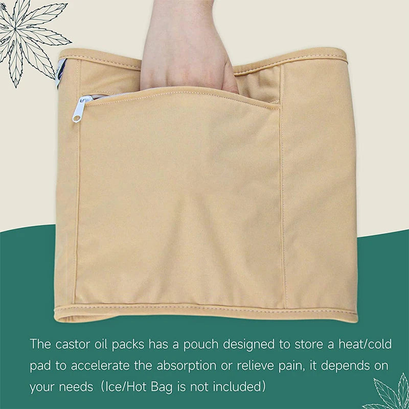 Reusable Castor Oil Pack Wrap - Adjustable Compression Waist Support Band - 13