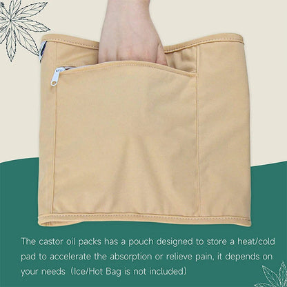 Reusable Castor Oil Pack Wrap - Adjustable Compression Waist Support Band