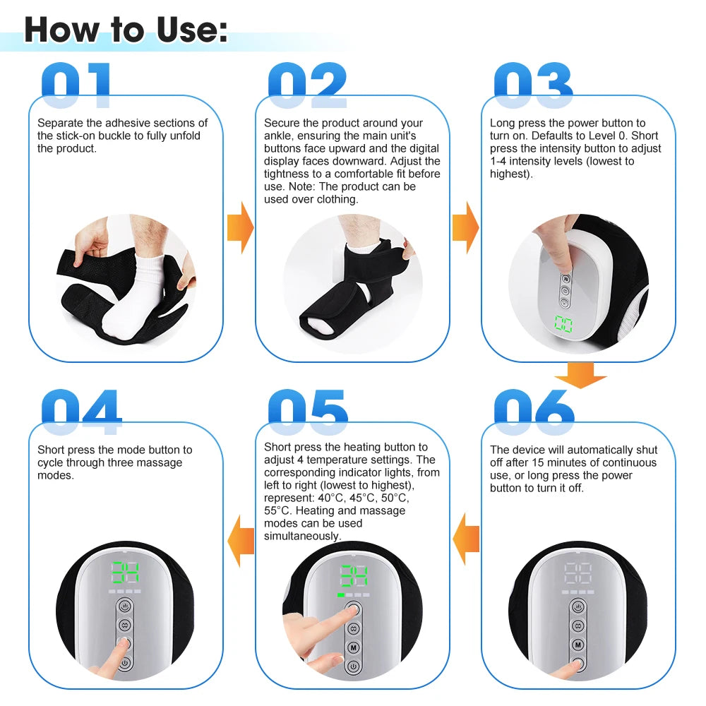Dual-Airbag Electric Heated Foot and Ankle Massager for Pain Relief - 15