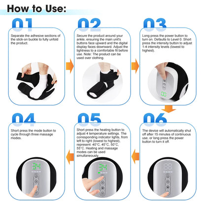 Dual-Airbag Electric Heated Foot and Ankle Massager for Pain Relief