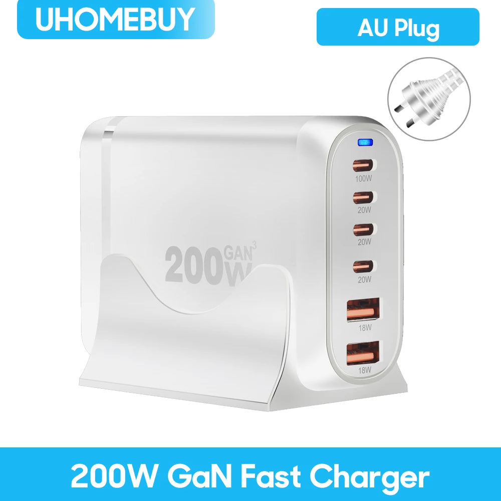 10-Port 800W GaN Desktop Fast Charging Station - 100W USB-C PD Charger - 23