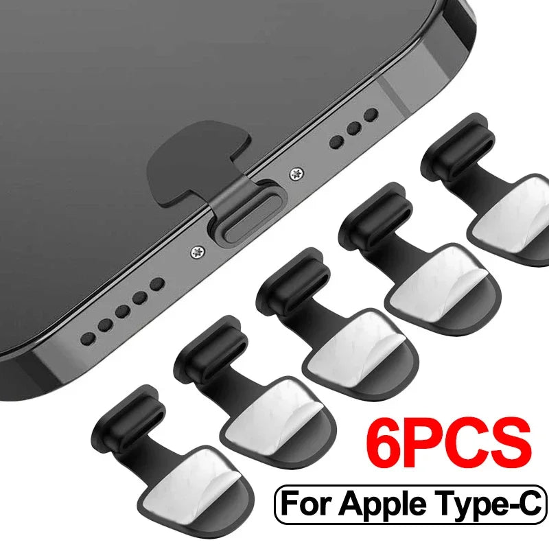 Universal USB-C & iPhone Charging Port Anti-Dust Plugs (6-Pack) - 1