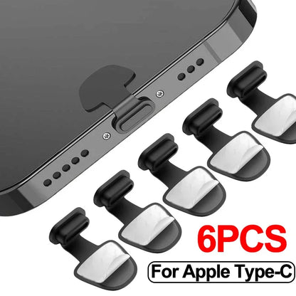 Universal USB-C & iPhone Charging Port Anti-Dust Plugs (6-Pack)