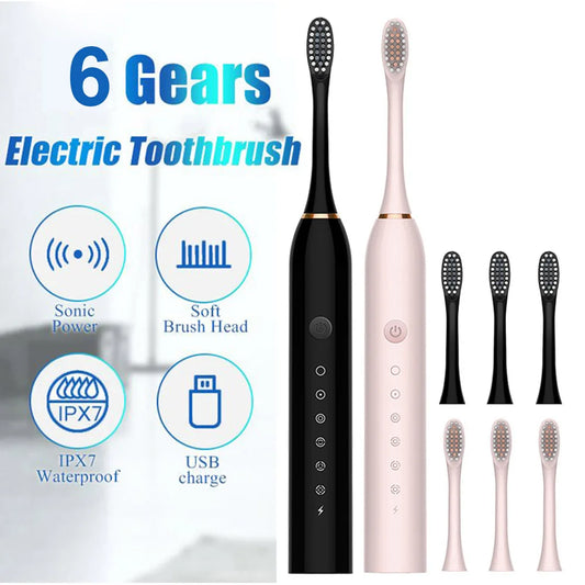 Rechargeable Electric Toothbrush for Adults IPX7 Waterproof 6 Modes