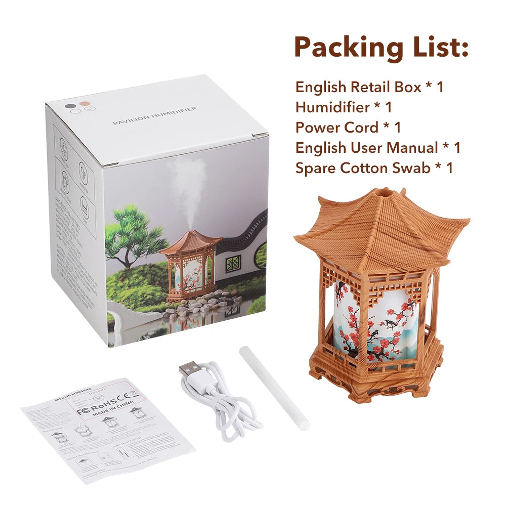 Portable USB Pavilion Ultrasonic Humidifier with Soothing Night Light