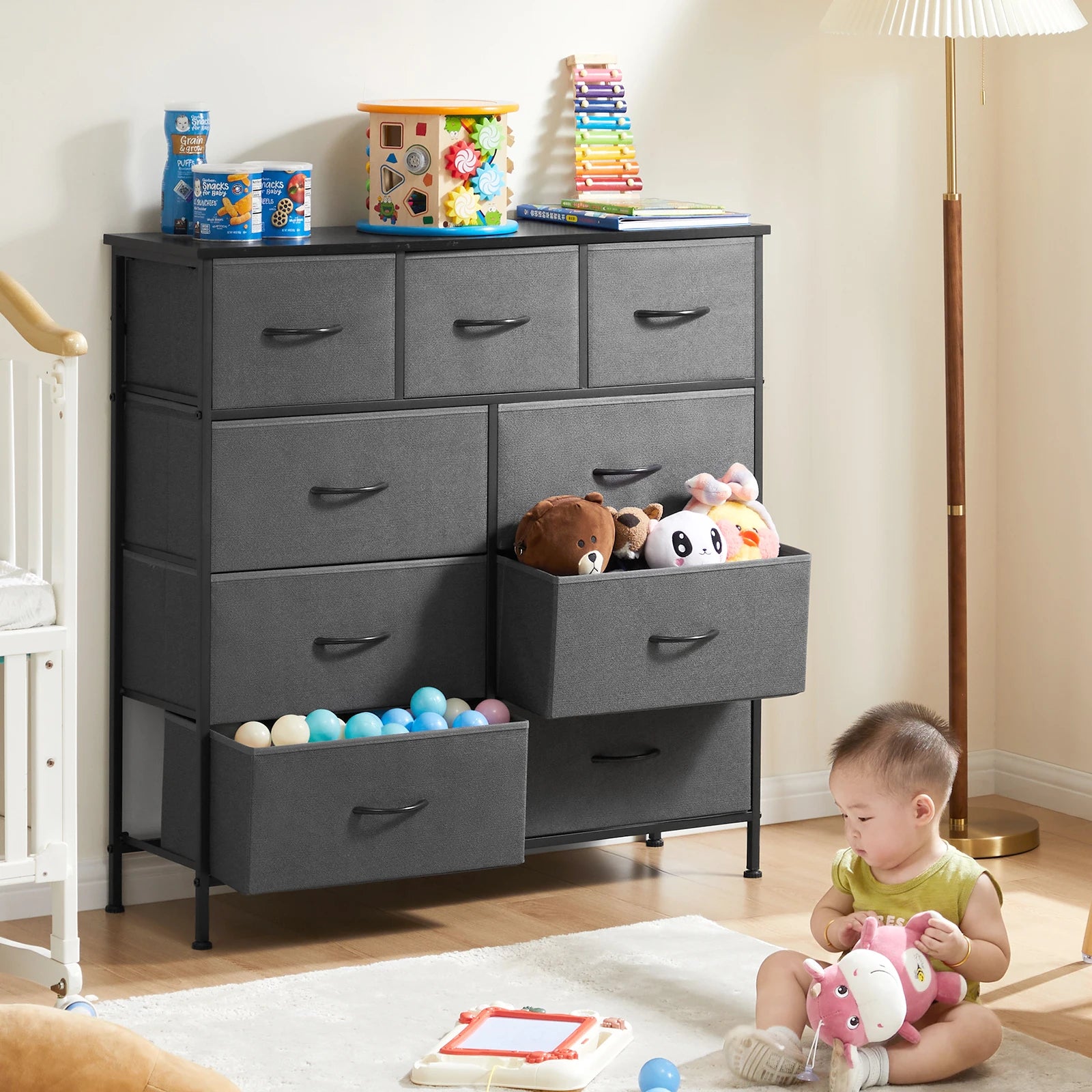 9-Drawer Fabric Dresser Storage Organizer for Bedroom & Nursery - 14