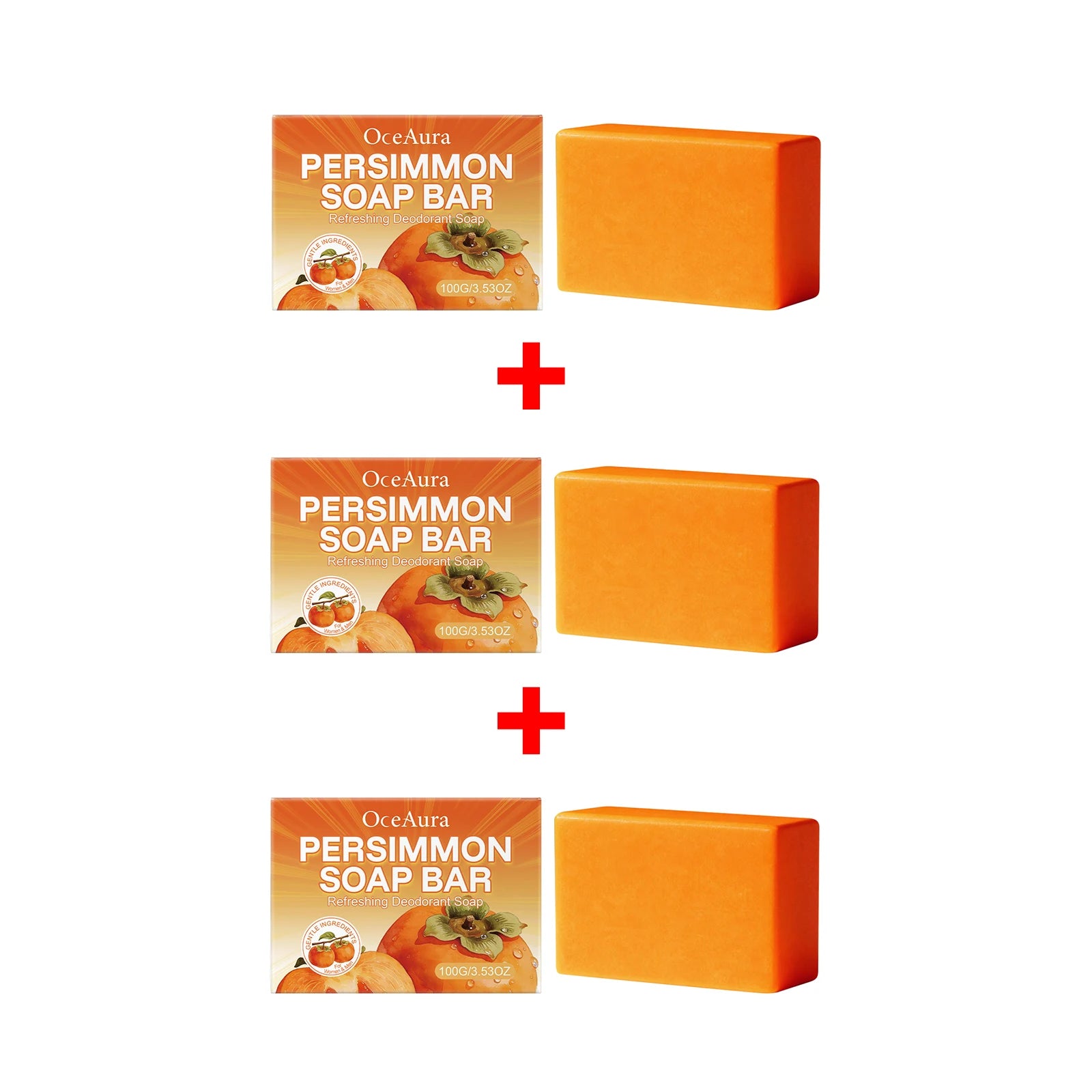 Natural Persimmon Extract Deodorizing Body Soap Bar for Odor Control & Fresh Skin - 20