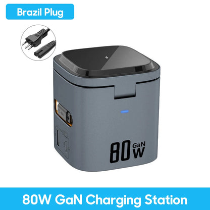 240W 5-in-1 GaN Fast Charging Station with 100W Retractable Cable