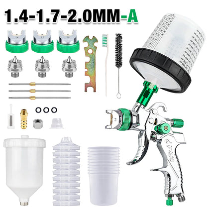 Professional HVLP Gravity Feed Spray Paint Gun Kit - 1.4/1.7/2.0mm Nozzles
