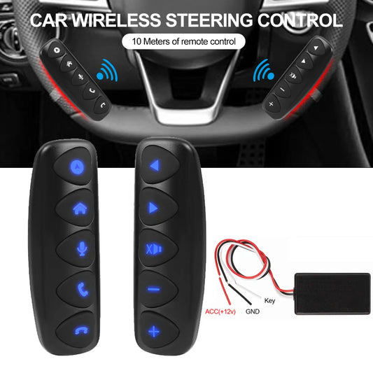 Wireless Car Steering Wheel Remote Control - 10-Key Universal Media Buttons