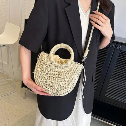 Luxury Half-Moon Straw Bag