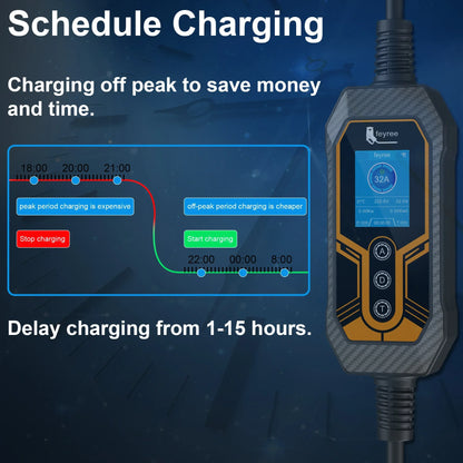 7KW Portable Type 2 EV Charger - Wi-Fi Smart APP & Adjustable Current