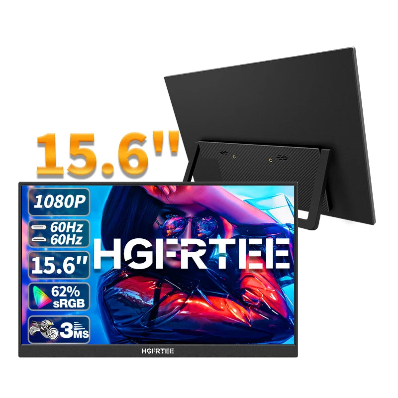 15.6" FHD Portable Monitor - IPS Gaming Laptop Display with USB-C & HDMI