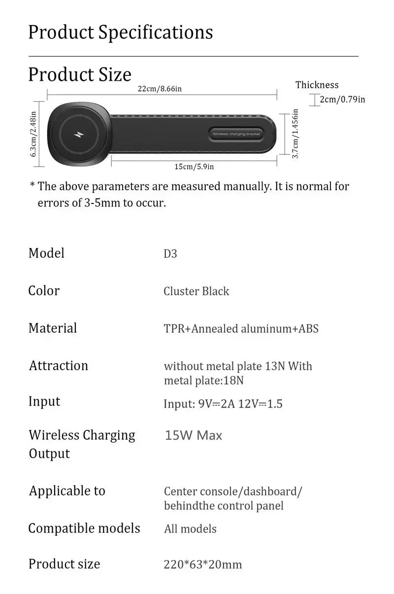 Magnetic Wireless Car Charger for iPhone 16 15 14 13 12 - 15W Fast Mount
