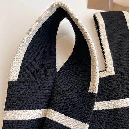 Luxury Knitted Striped Tote Bag