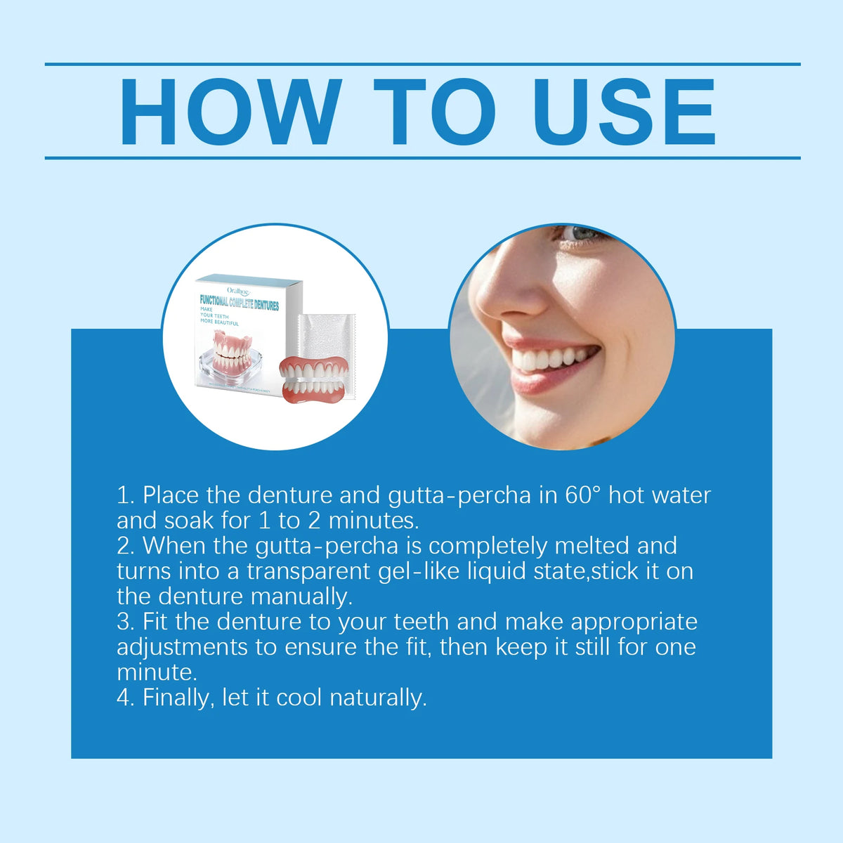 Instant Cosmetic Denture Kit – Temporary Smile Improvement & Natural Teeth Veneers