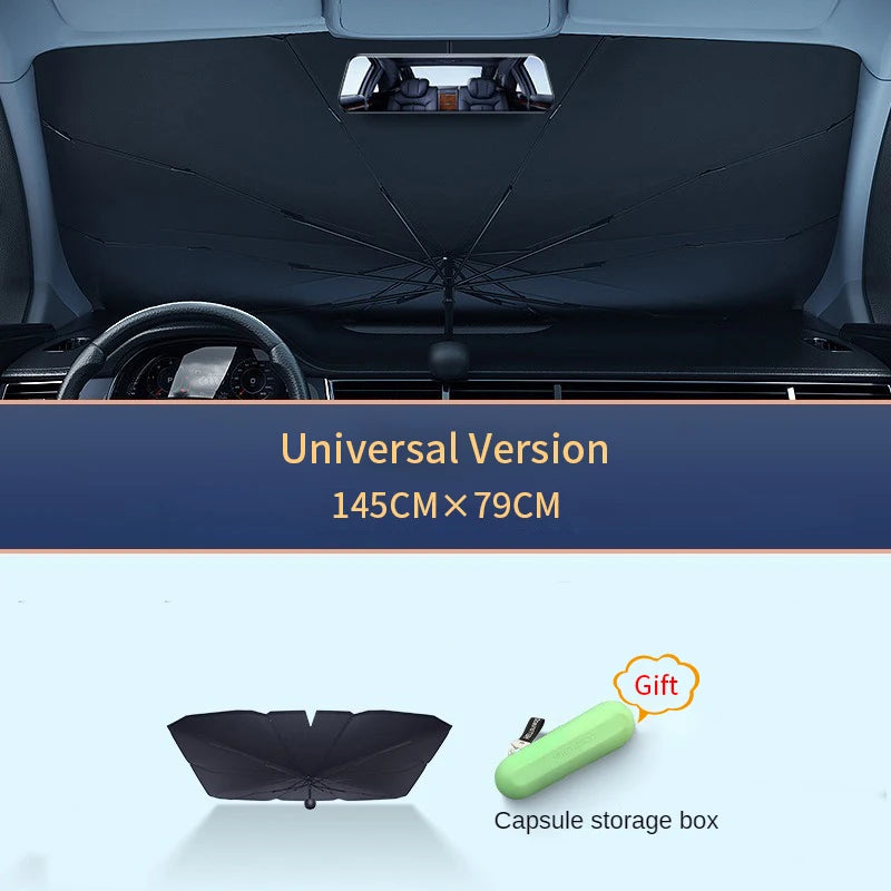 Foldable Car Windshield Sun Shade Umbrella - UV & Heat Block - 22