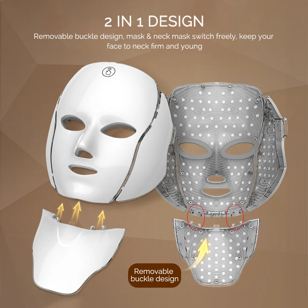 Wireless 7-Color LED Light Therapy Face & Neck Mask