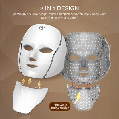 Wireless 7-Color LED Light Therapy Face & Neck Mask