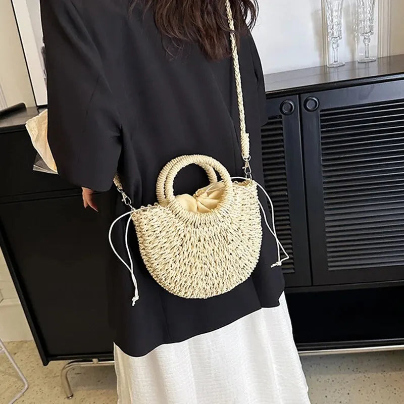 Luxury Half-Moon Straw Bag