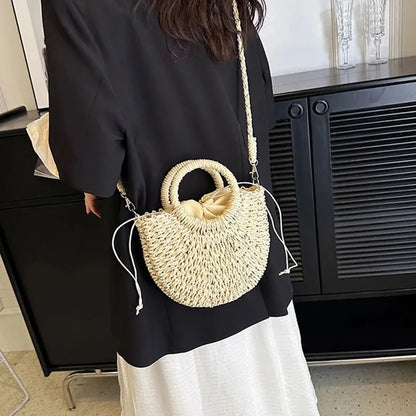 Luxury Half-Moon Straw Bag