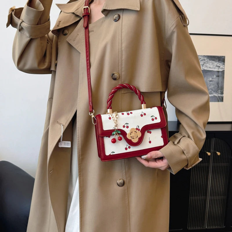 Luxury Cherry Print Satchel