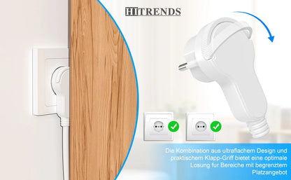 Ultra-Thin Folding Flat Plug 4000W - Space Saving Wall Power Connector