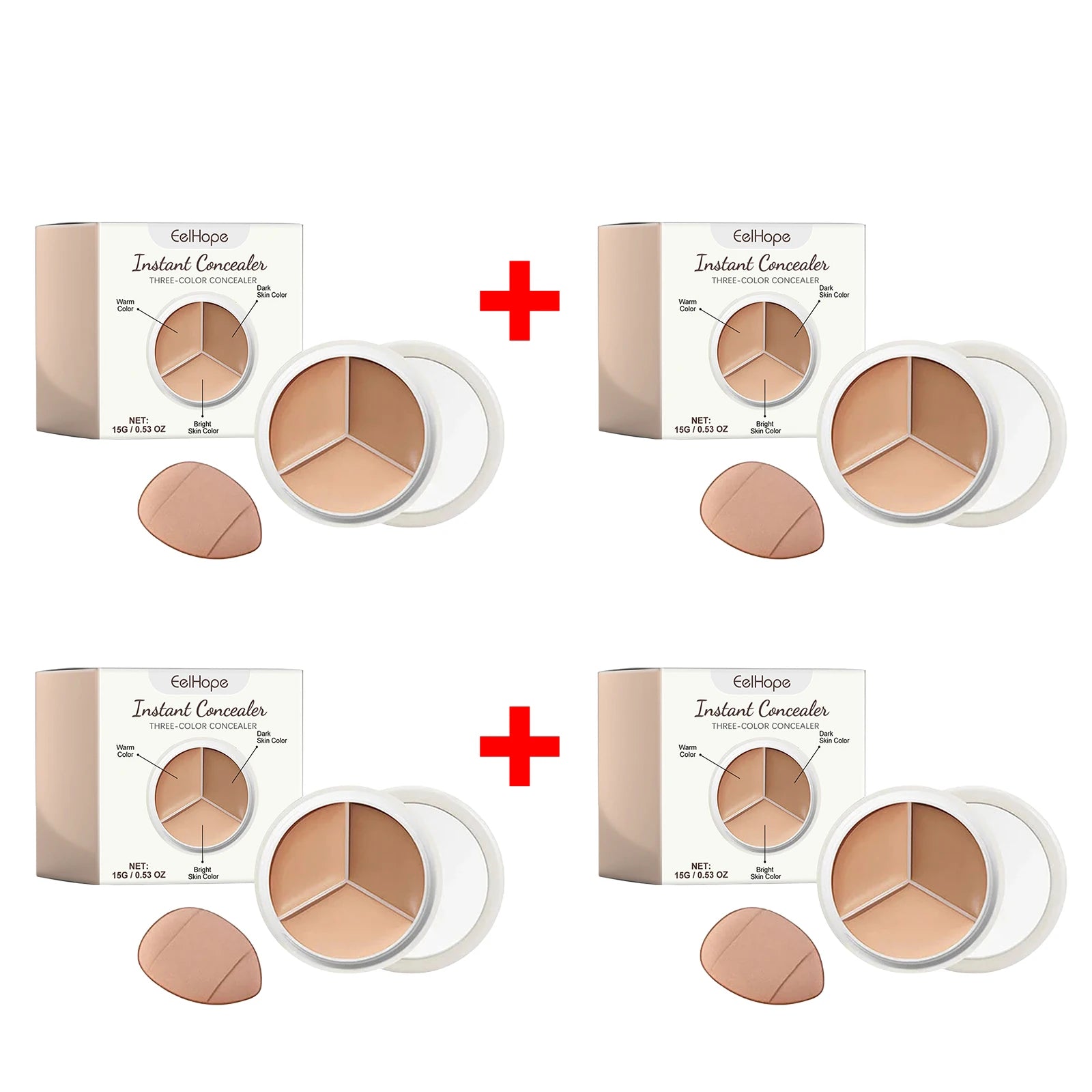 3-Color Cream Concealer Palette for Flawless Coverage & Contouring - 13