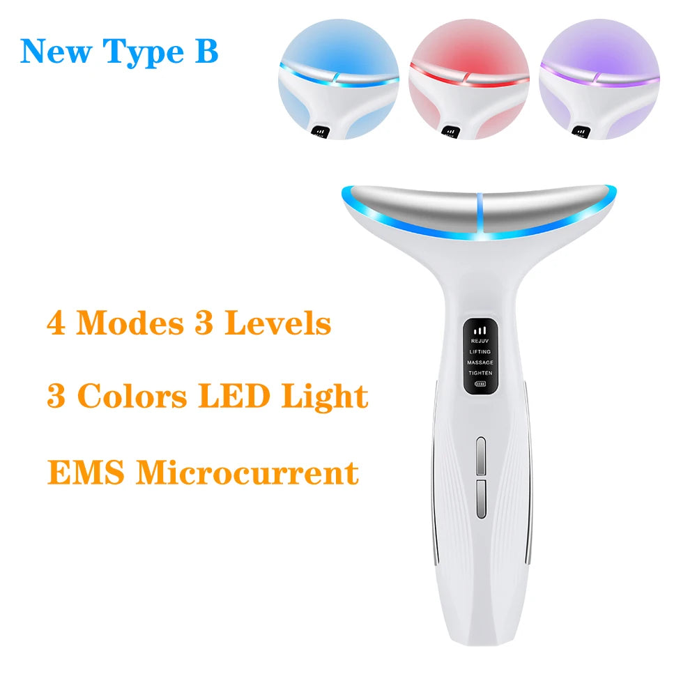 LED Light Therapy Face & Neck Lifting Massager - Anti-Aging Skin Tightening Tool - 27