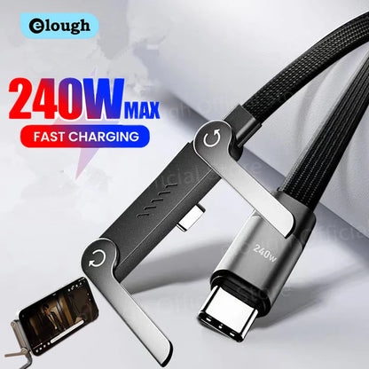 240W USB-C to USB-C Fast Charging Cable with Built-in Desktop Phone Holder