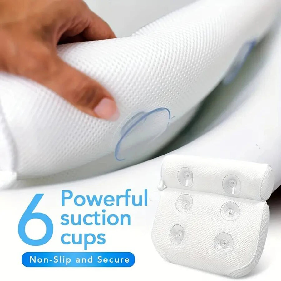 Ergonomic Bath Pillow - Spa Bathtub Cushion for Neck & Back Support with Suction Cups - 17