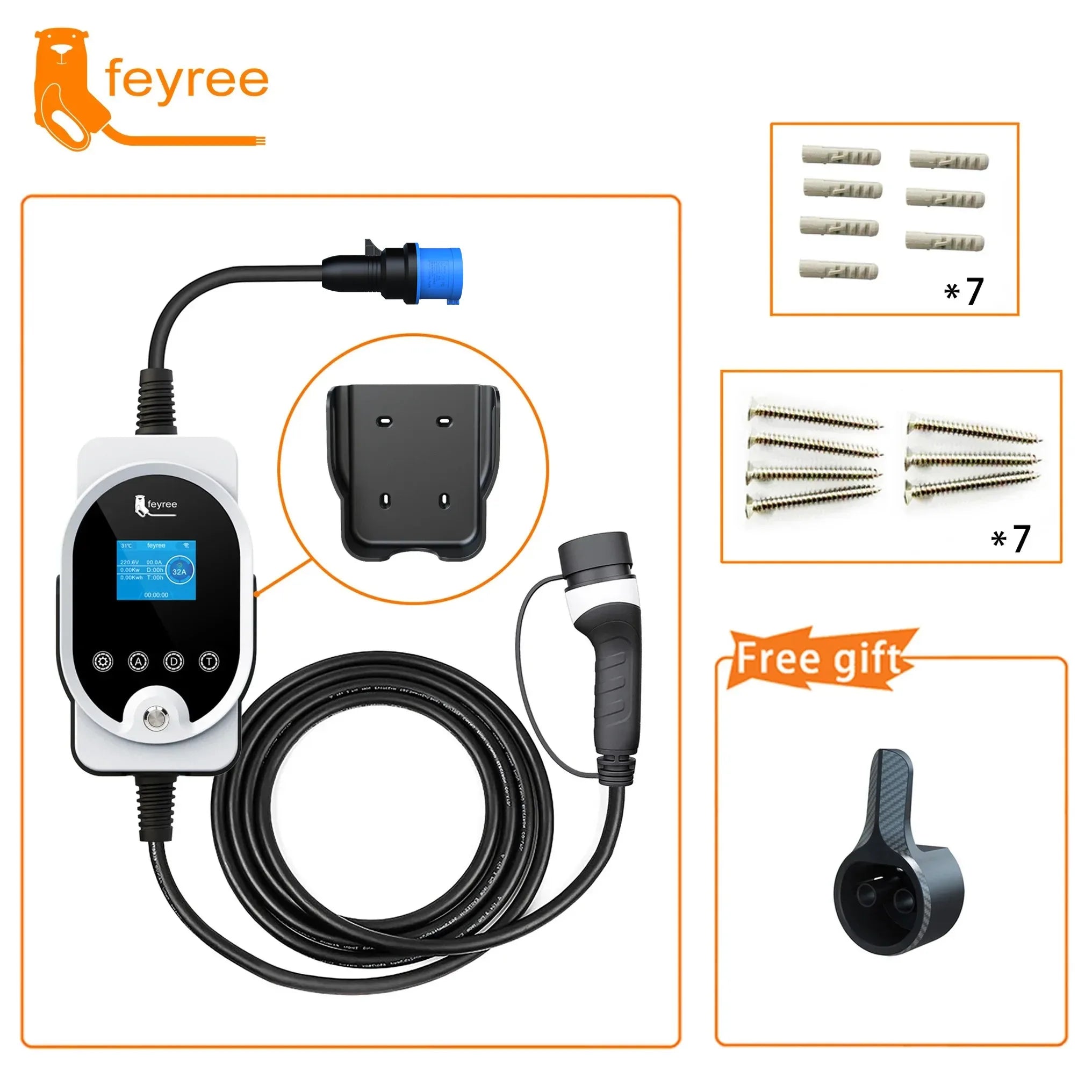 7KW Type 2 EV Wallbox Charger - Smart Wi-Fi App Control Fast Charging - 28