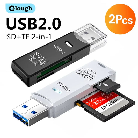 2-in-1 High-Speed USB 2.0 SD and Micro SD Card Reader Adapter for PC