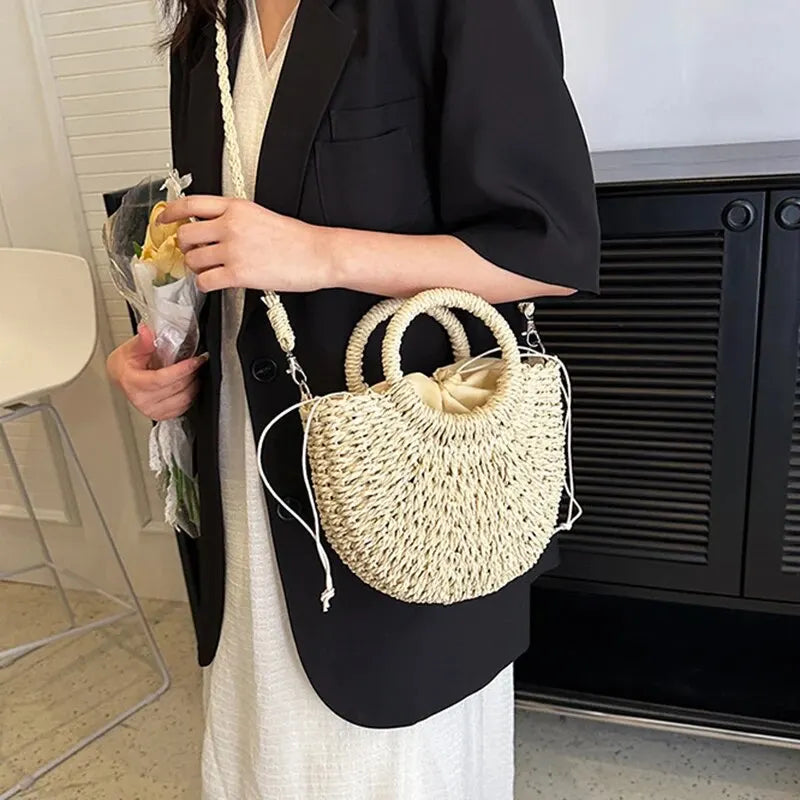 Luxury Half-Moon Straw Bag
