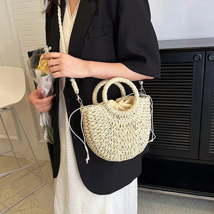 Luxury Half-Moon Straw Bag