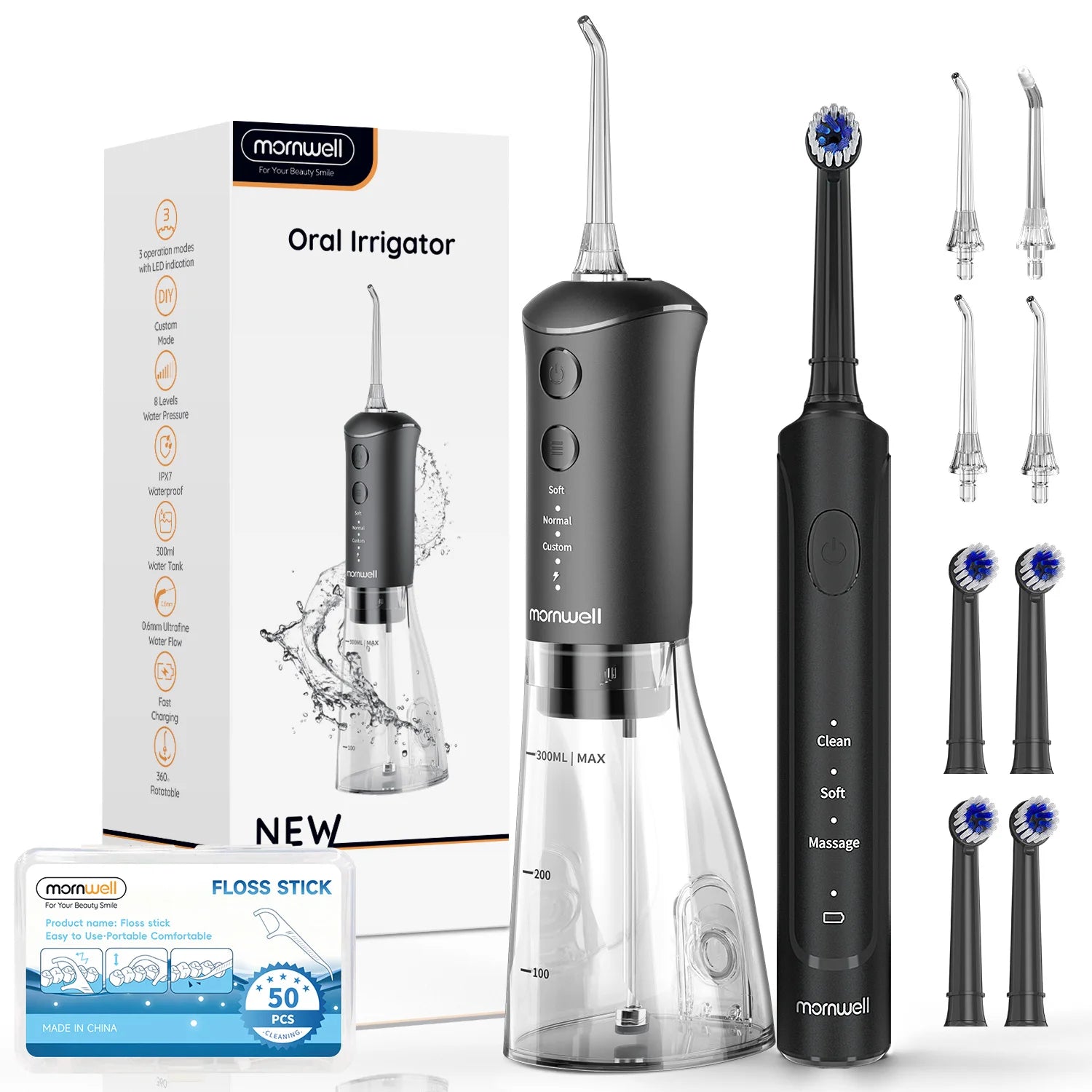 Portable Water Flosser and Sonic Electric Toothbrush Oral Care Combo Set - 21