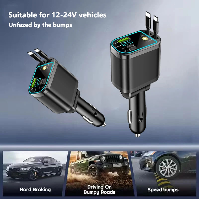 5-Port Car Charger with Fast Charging & Ambient Starry Light - 11