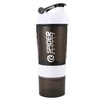 3-Layer Portable Protein Shaker Bottle - Leak-Proof Gym Mixing Cup