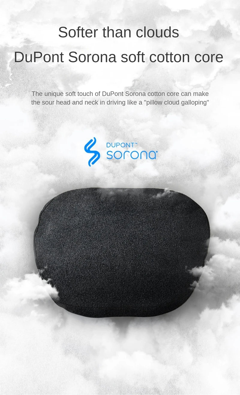 Memory Foam Car Neck Pillow - Suede Headrest Support Cushion